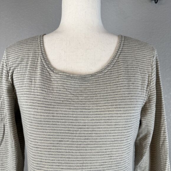 Cut Loose Womens Tunic Top Dress Size S Gray Cotton Knit Dot Stripe Pockets - Picture 2 of 7